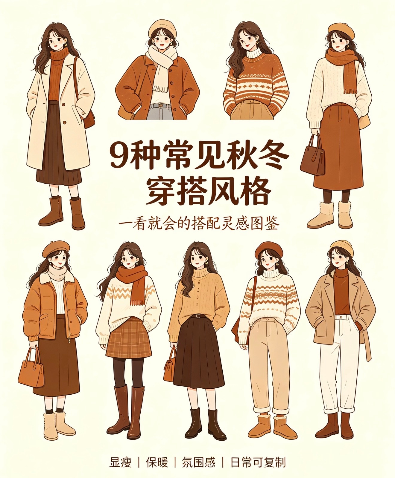 原来秋冬穿搭也是有公式的不用盲目堆衣服！简单配色+层次叠穿，轻松拿捏氛围感，兼顾