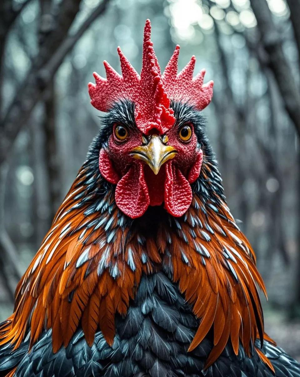 一个网友拍了这样的视频发到网上：一只红冠黑衣大公鸡，往一只地面上的盆子走来，它以