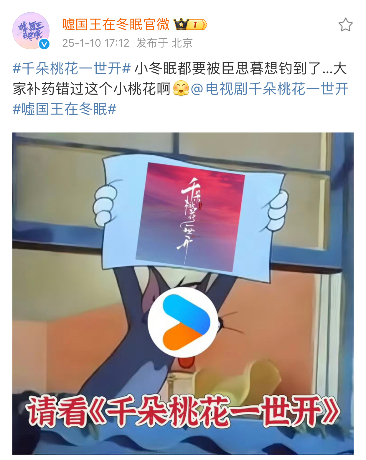 嘘国王在冬眠宣传千朵桃花一世开  嘘国王在冬眠官微宣传千朵桃花一世开  《嘘国王