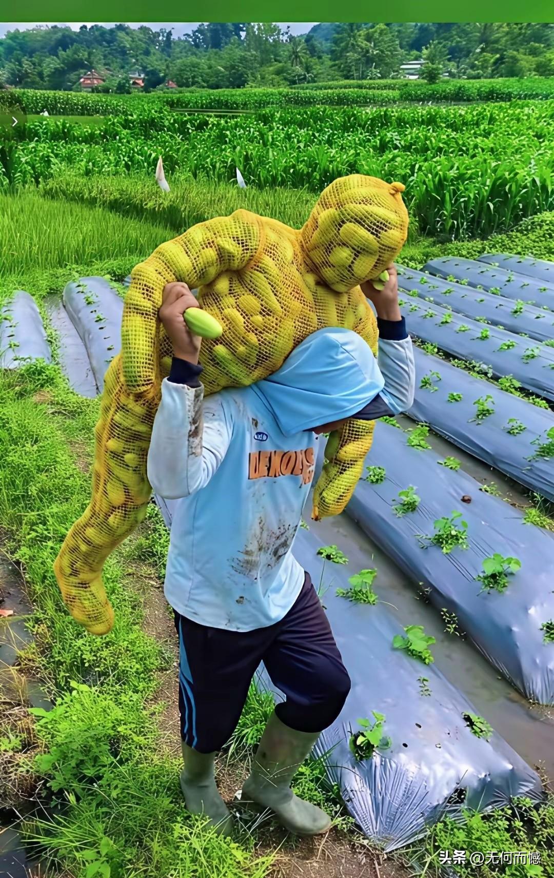 这黄瓜装的很有艺术感，看来摘黄瓜的这个人是个美术生，很可能是学雕塑的，普通人根本