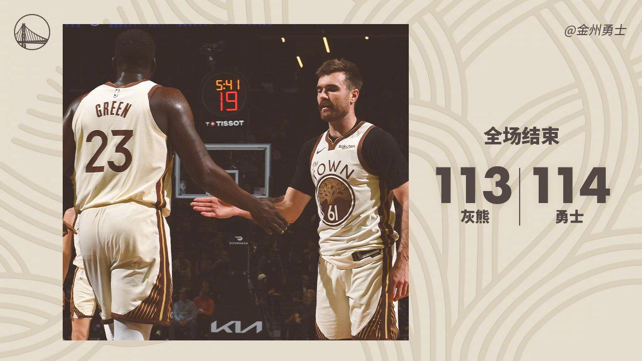 勇士114:113灰熊，取得胜利📣勇士绝杀灰熊