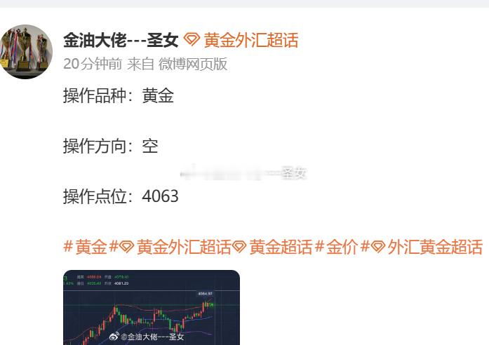 黄金现价4058我们4063 的空单拿下50个点黄金黄金外汇黄金