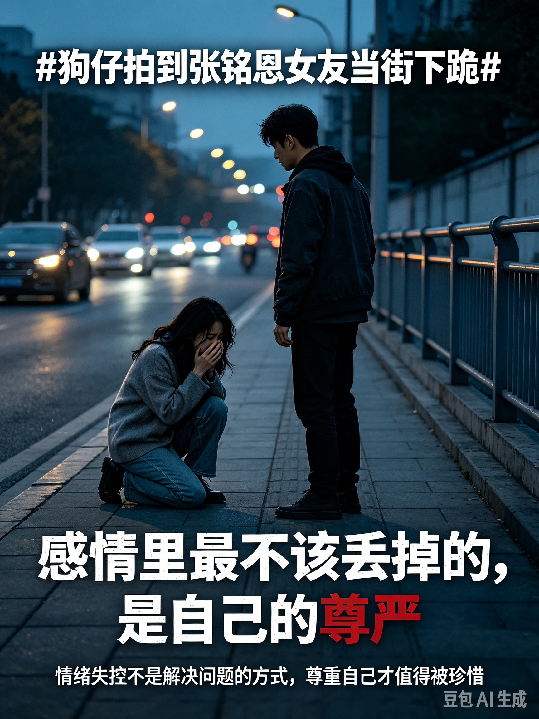 狗仔拍到张铭恩女友当街下跪狗仔拍到张铭恩和素人女友路边爆发激烈争吵，女方情绪失控