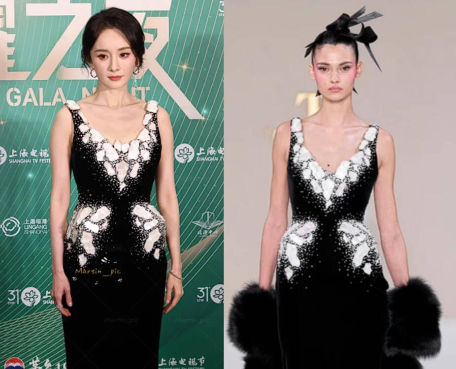 一开始我怀疑是礼服的问题。

到后来我怀疑是发型的问题。

直到我看到了模特穿同