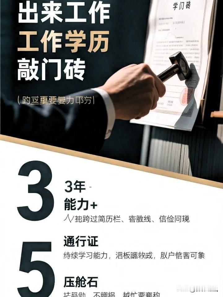 一句话说清：学历是敲门砖，能力是铁饭碗。
 
- 刚入社会、找第一份工作：学历最