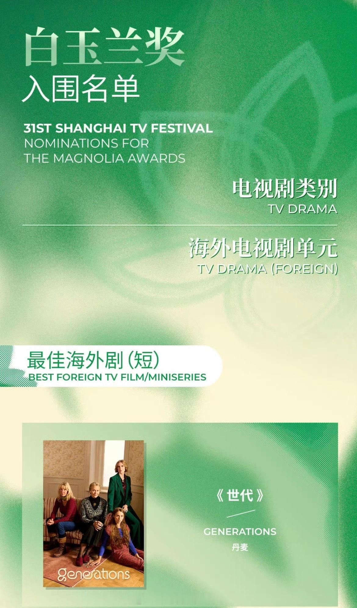 除了对于最佳男女主得主的期待，才知道还有海外剧得奖单元？！一直以为这个是国内自己
