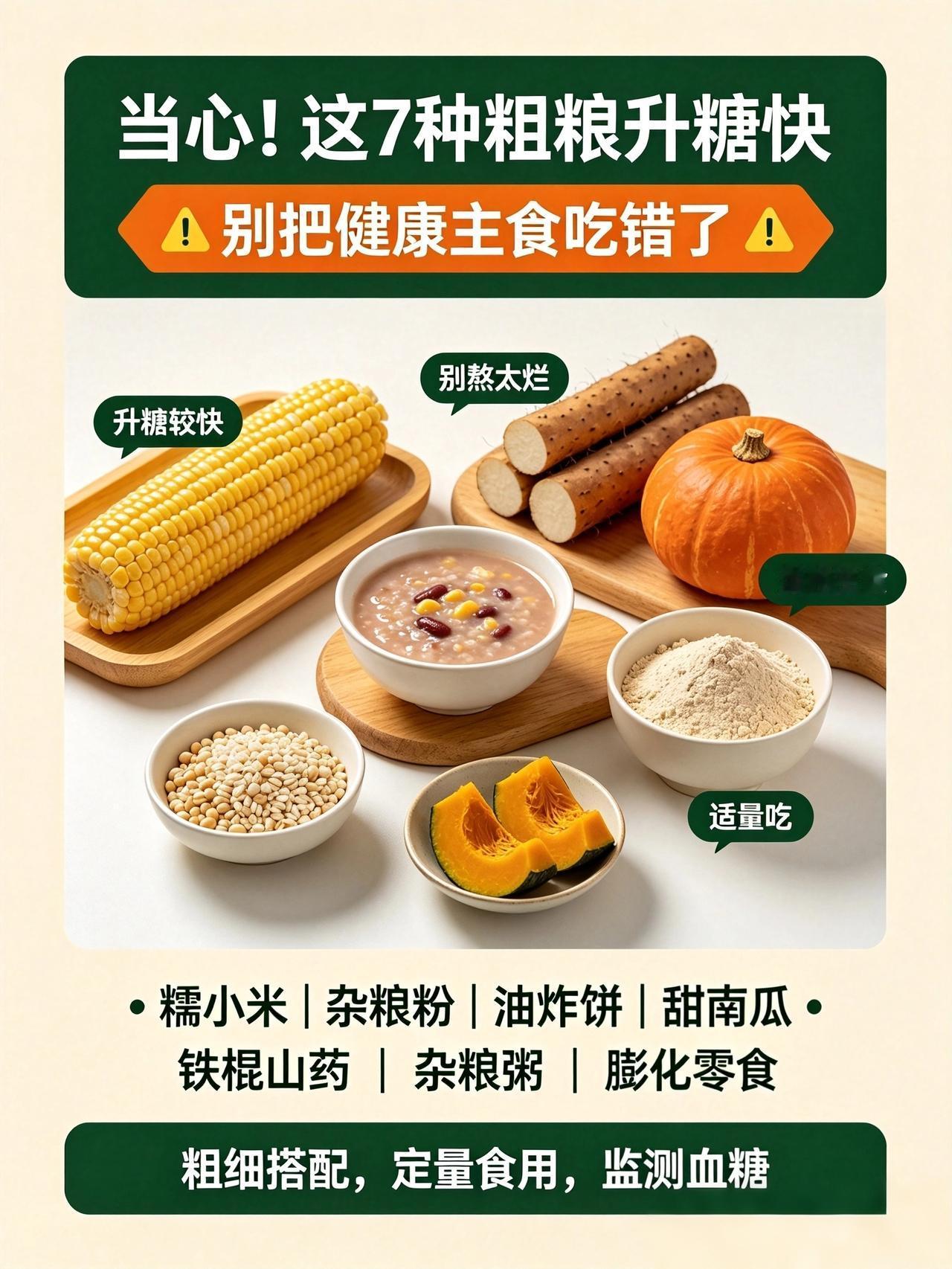 不少朋友觉得，想要控血糖，多吃粗粮就万事大吉。
并不是所有粗粮都适合糖友，有些看