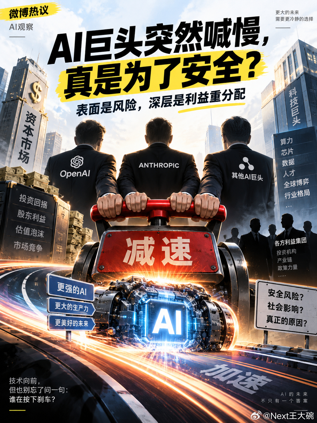 三大AI巨头联手呼吁放缓开发步伐什么安全问题都是次要的吧?是感觉再这么发展下去要