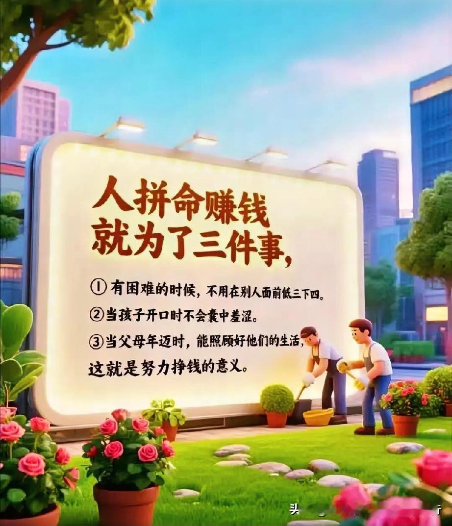 年轻时，不拖累生你的人；
年老时，不拖累你生的人；
我们都要为在乎我们的人，
和