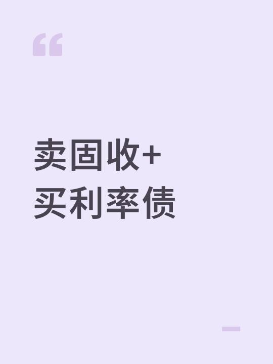 卖了两只热门固收+，买利率债了