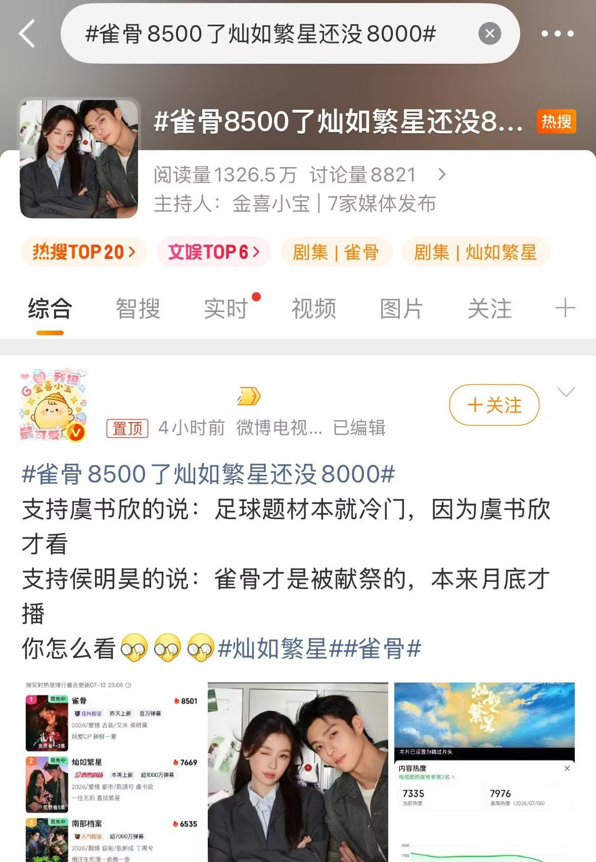雀骨8500了灿如繁星还没8000这么喜欢拿不同题材比？那怎么不拿同导演同类型比