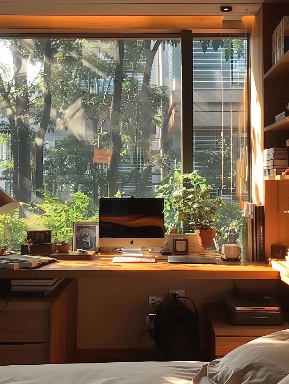 当阳光从窗外洒进，洒落在书桌上，你是否觉得这就是最理想的办公环境？我老公就是这么