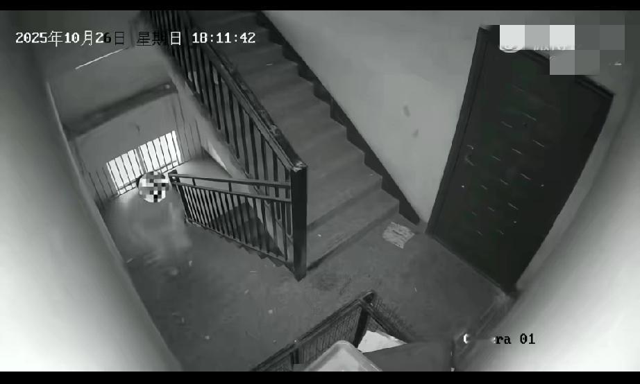 10月26日，内蒙古乌海祥和花园，男子跑到楼上住户门口撒尿后离开。（来源：您莓事