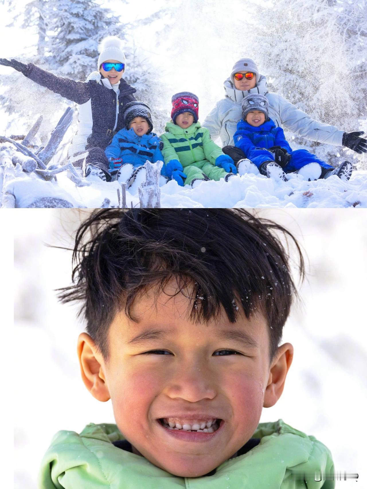 胡杏儿家的二儿子和冉莹颖家的小儿子长得还挺长，而且两家人有一个共同点，都是拥有儿