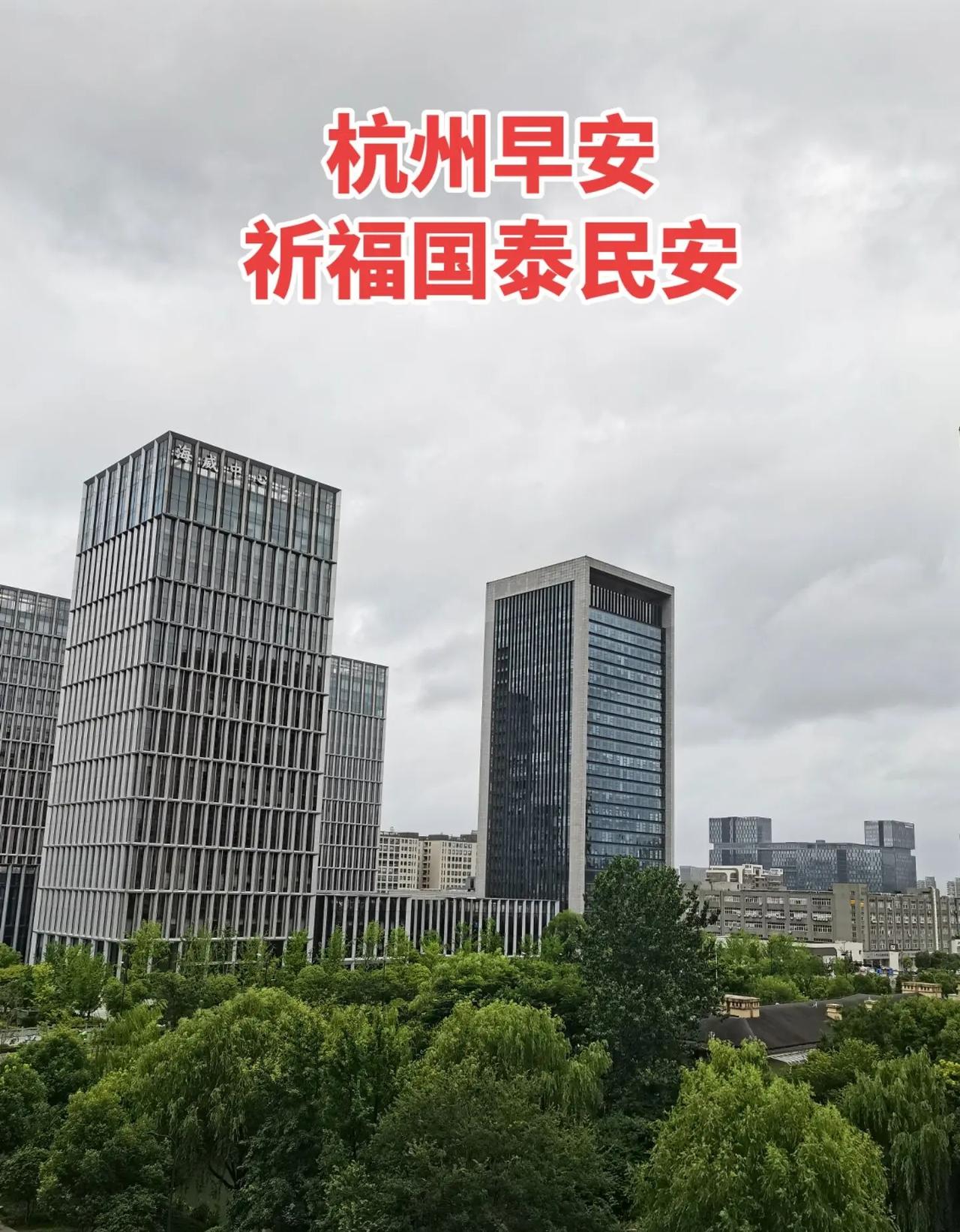 杭州早安。我在杭州等待一场特别的风和雨当前杭州阴，风不大，气温28℃愿国泰民安山