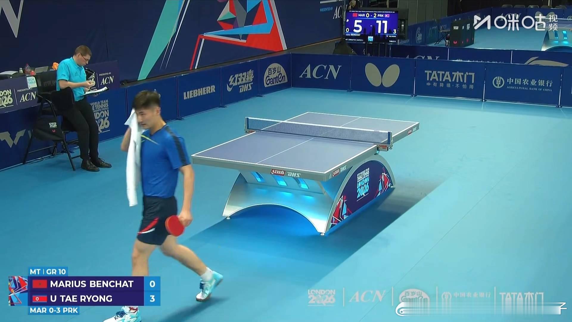 2026年国际乒联伦敦团体世乒赛男团小组赛第十组：朝鲜🇰🇵三比零摩洛哥🇲?