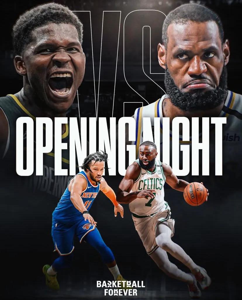 NBA新赛季揭幕战赛程来了：

据Shams报道，NBA新赛季将在北京时间10月