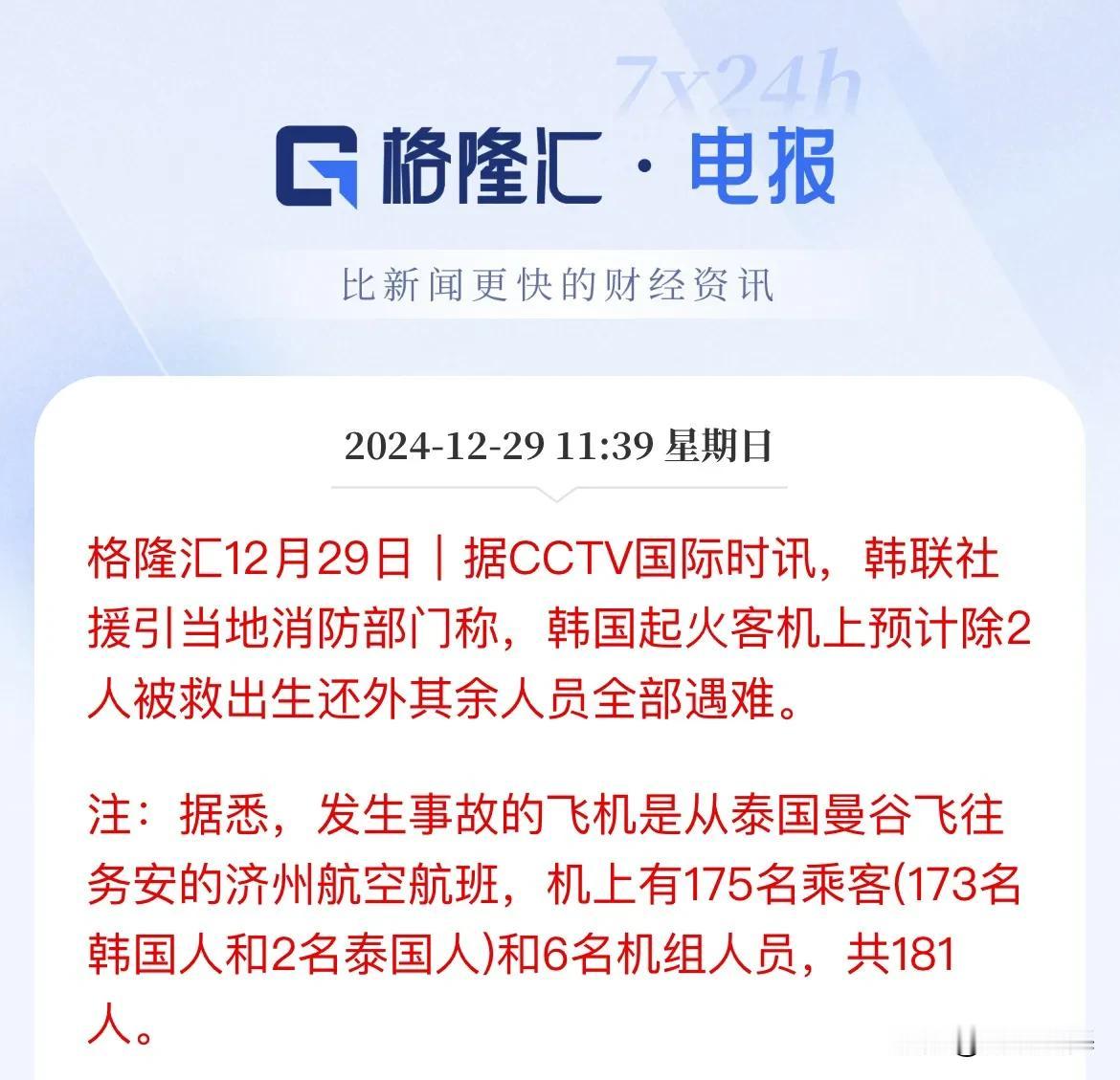 最新消息：韩国起火客机除2人被救外其余全部遇难

181个人，只有2个人被救，