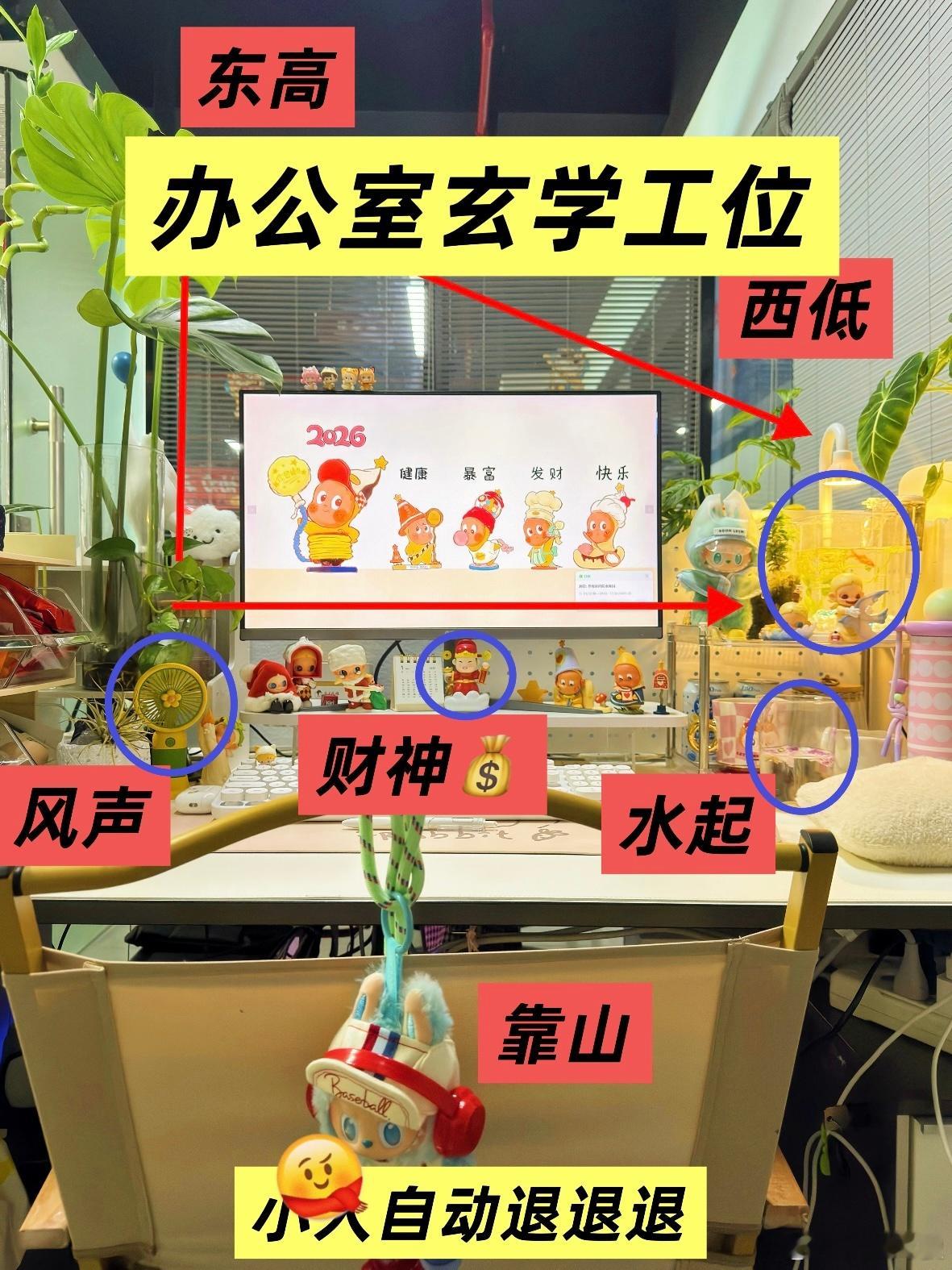 打工人的开工玄学，快来抄作业！左边习惯摆高点（青龙位）放你喜欢的绿植/摆件 👉