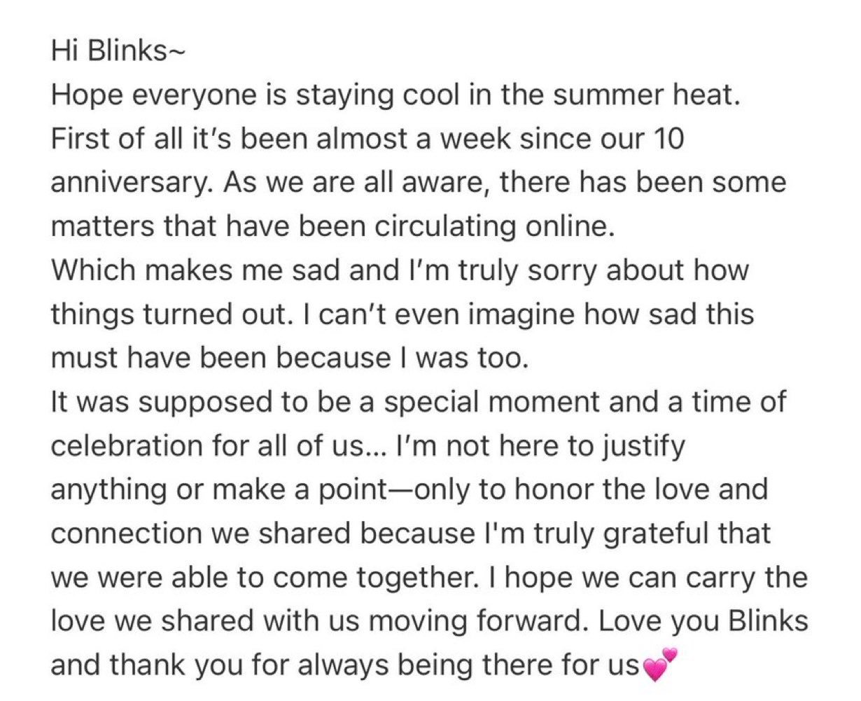 260814 Lisa泡泡发文😭😭“嗨，Blinks~希望大家在炎炎夏日里都