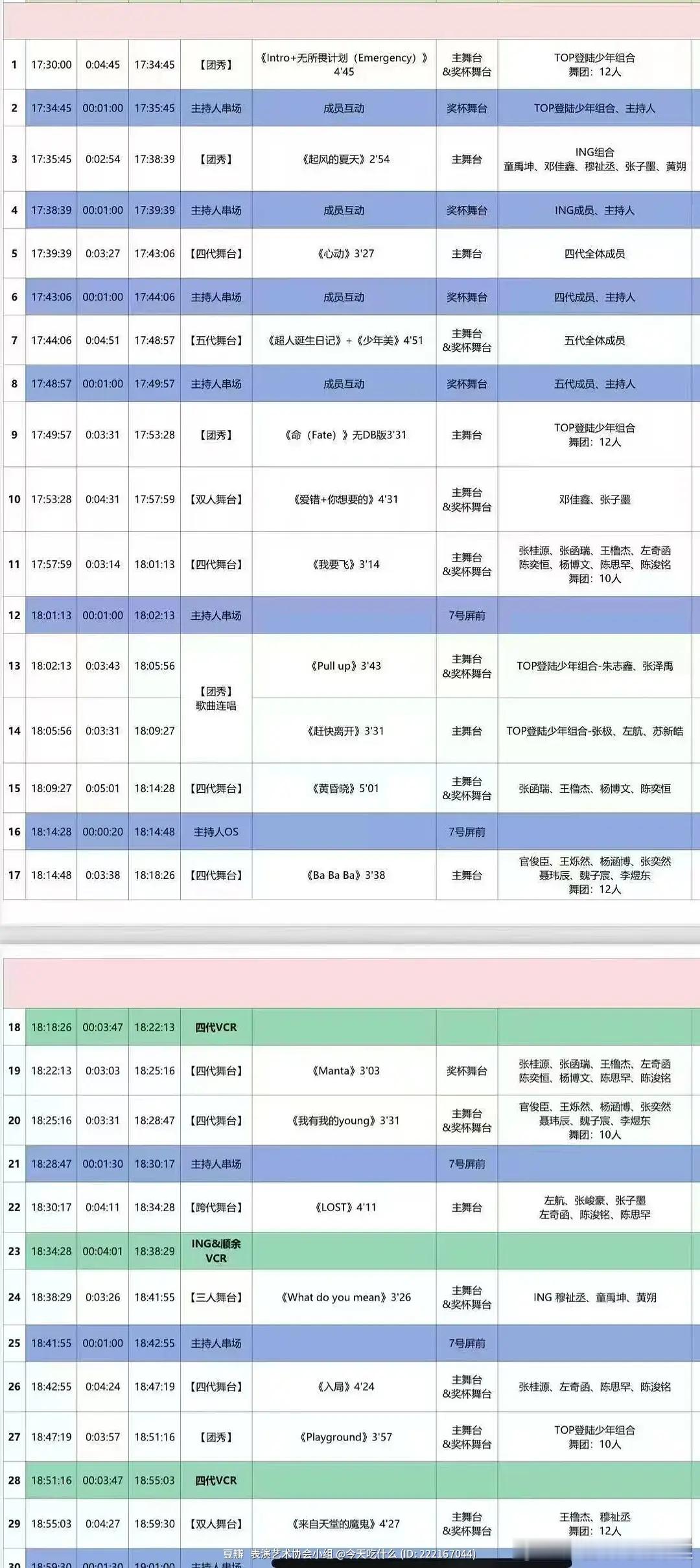 今天的节目单新音节目单