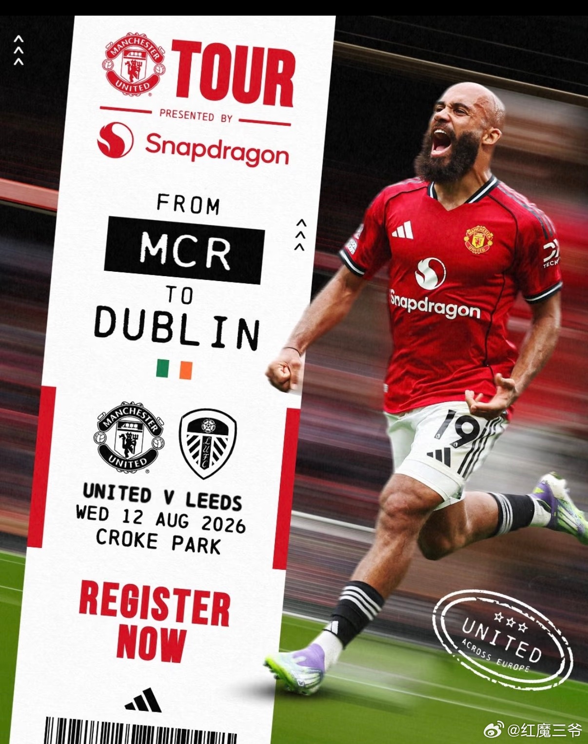 曼联  红魔队计划于今夏奔赴爱尔兰首都都柏林，在克罗克公园体育场与利兹联队展开一