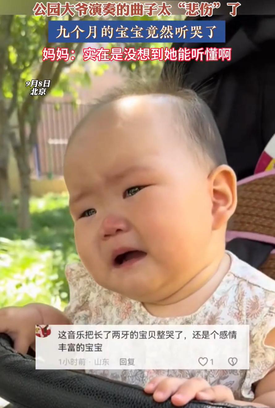 “解释不清了！”北京，女子推着婴儿车带9个月大的宝宝逛公园，看到有大爷在拉二胡演