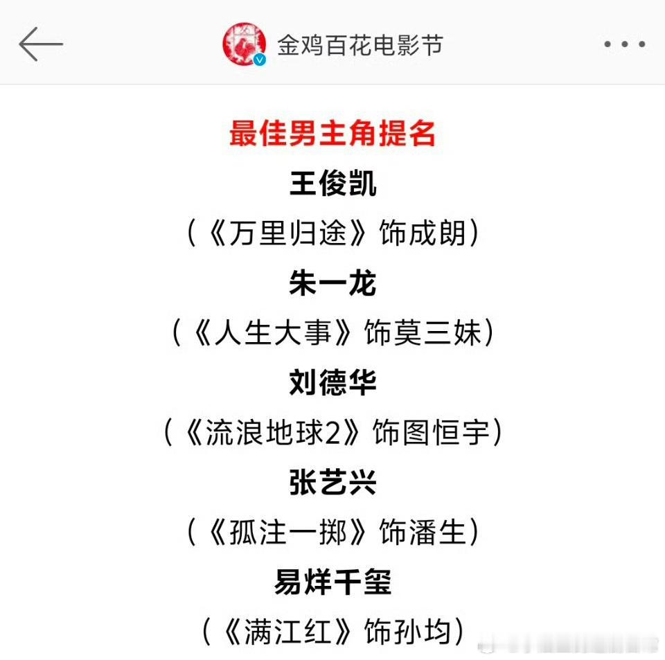 百花奖今日官宣的提名名单，谁是你心目的百花影帝？王俊凯 （《万里归途》饰成朗）朱