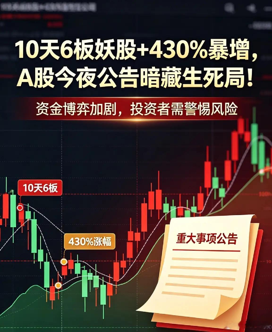 炸场！！10天6板妖股+430%暴增，锂电池狂砸12亿，A股今夜公告暗藏生死局！
