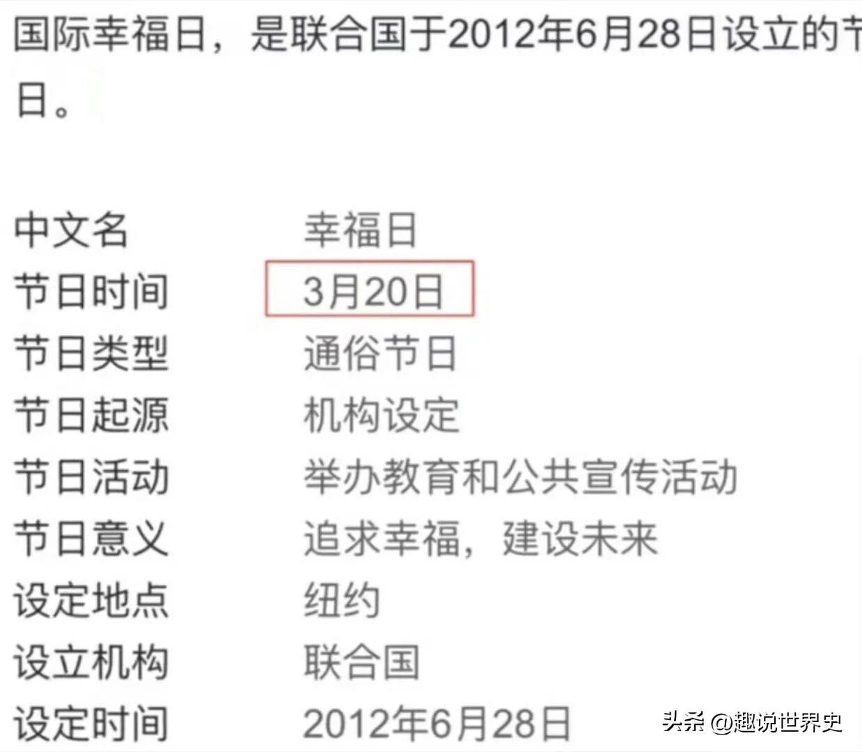 今天是国际幸福日。你幸福吗？
我马马fu fu...
对对幸福日