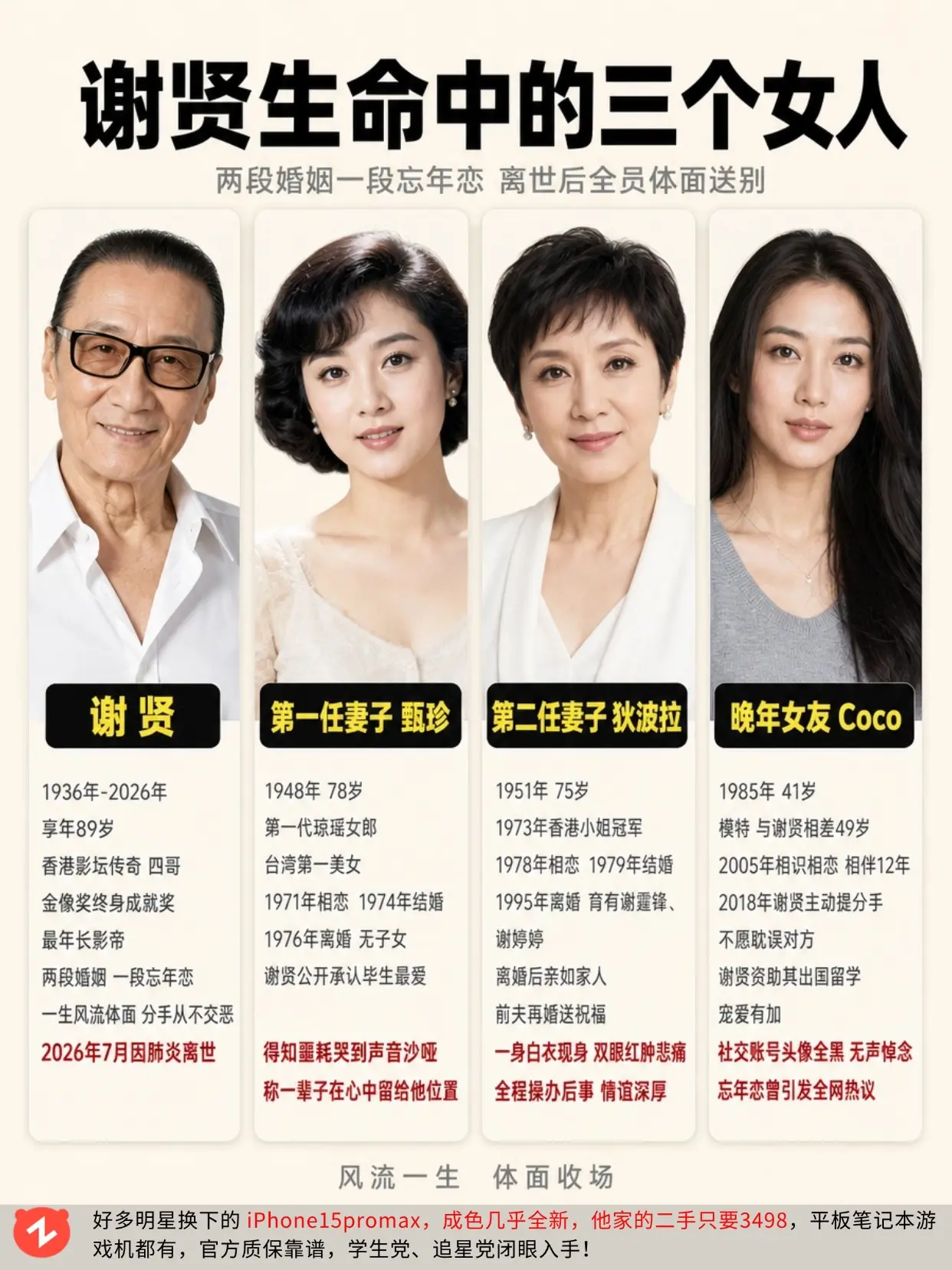 谢贤生命中最重要的三个女人！个个都难忘。