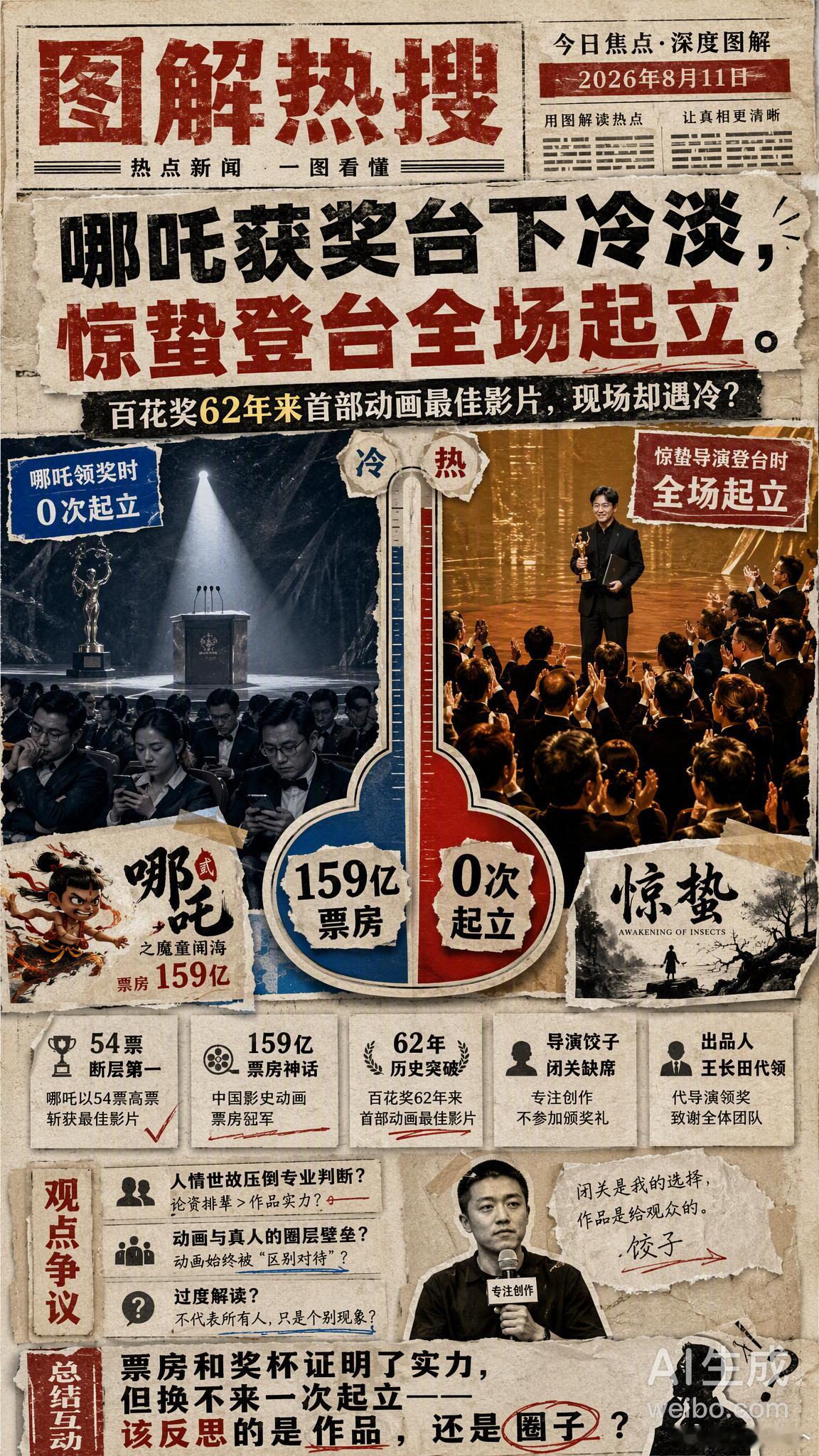 哪吒获奖台下嘉宾反应冷淡原因 百花奖这一幕，确实让人五味杂陈。8月10日晚，《哪