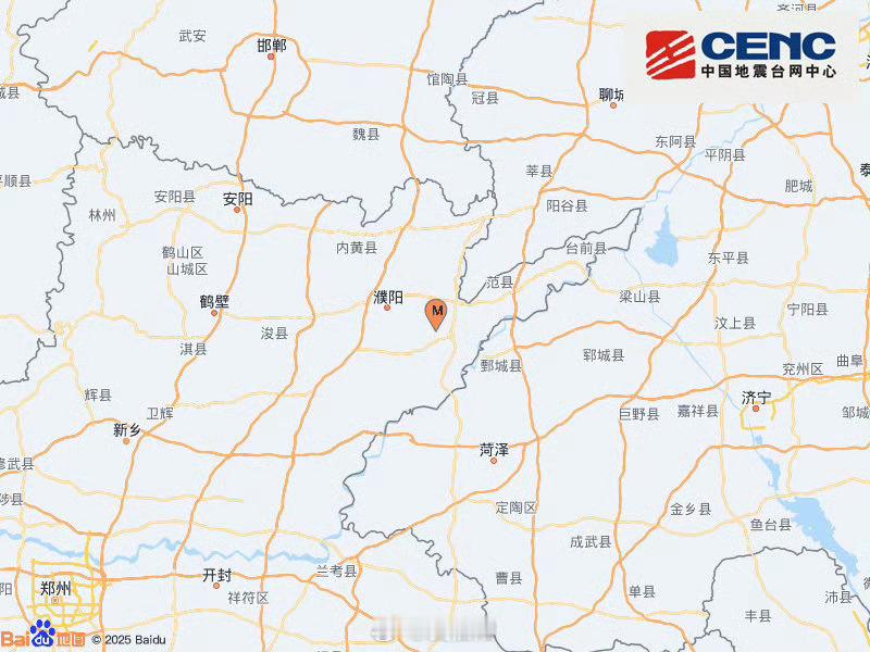 地震快讯中国地震台网自动测定：05月27日00时46分在河南濮阳市濮阳县附近（北