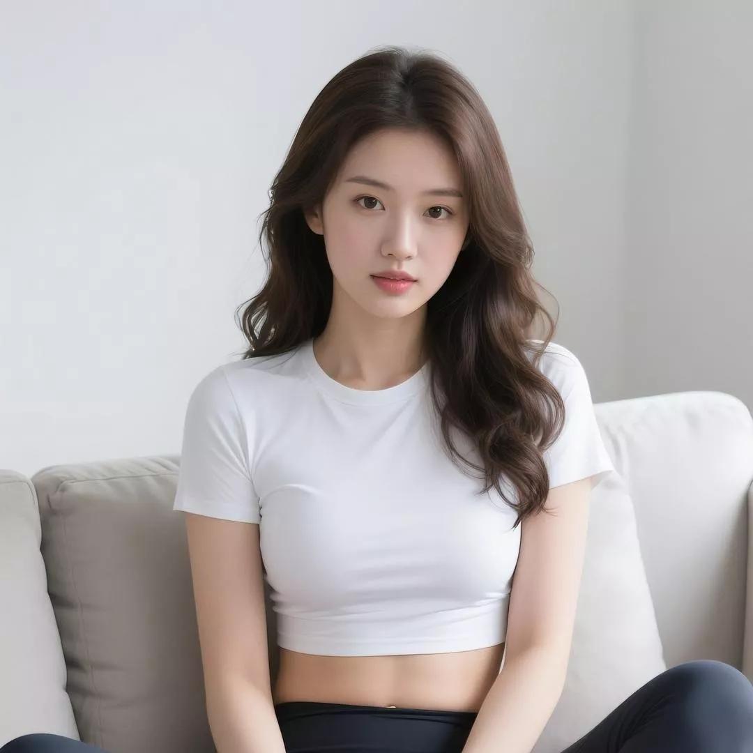 清新简约风，自然美少女，轻松坐沙发，展现自然美。自然清新美少女 简约少女感 温柔