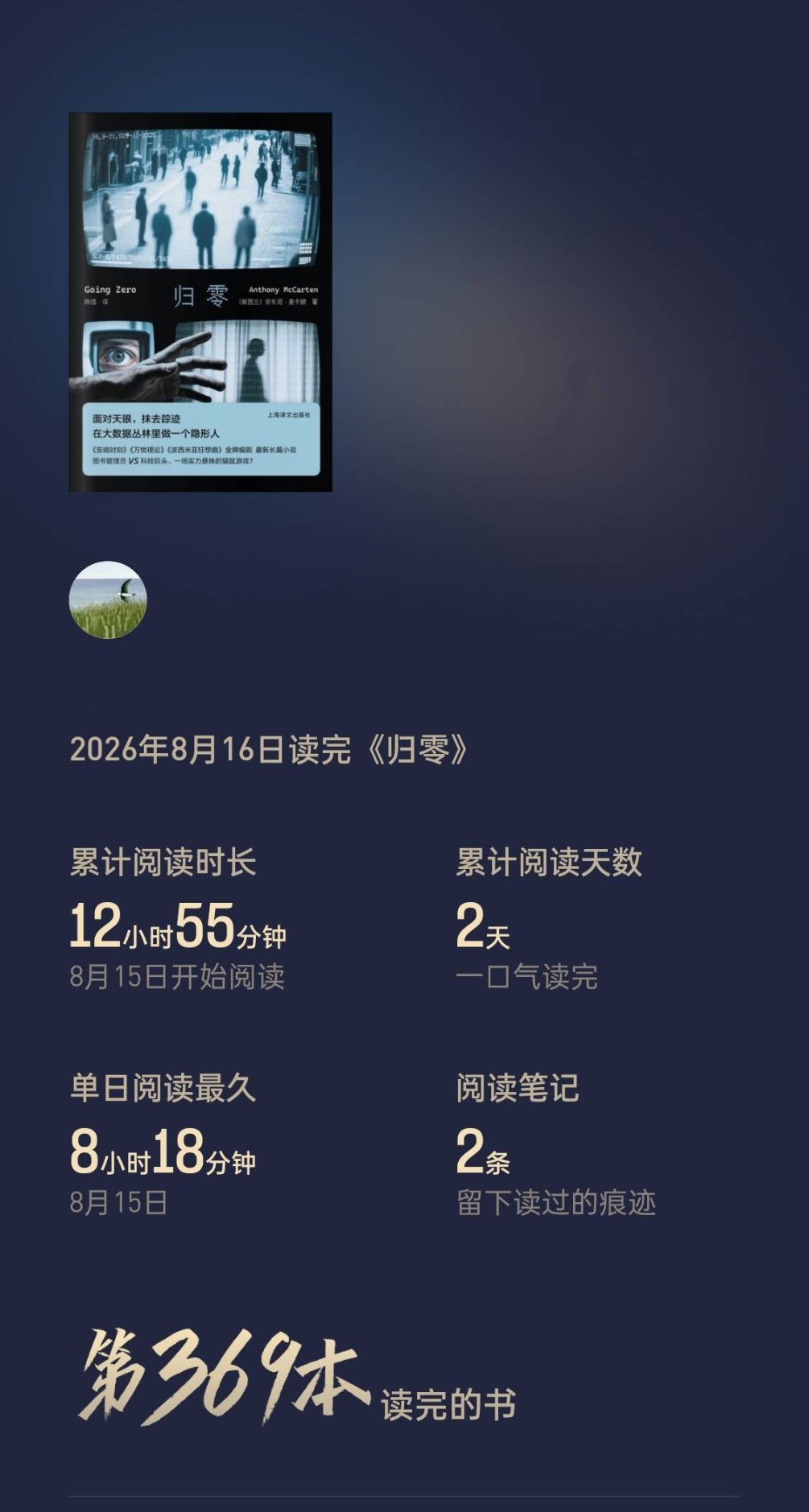 读完安东尼·麦卡滕的《归零》。    虽然美剧感，但是这里面有对“隐私”的犀利点
