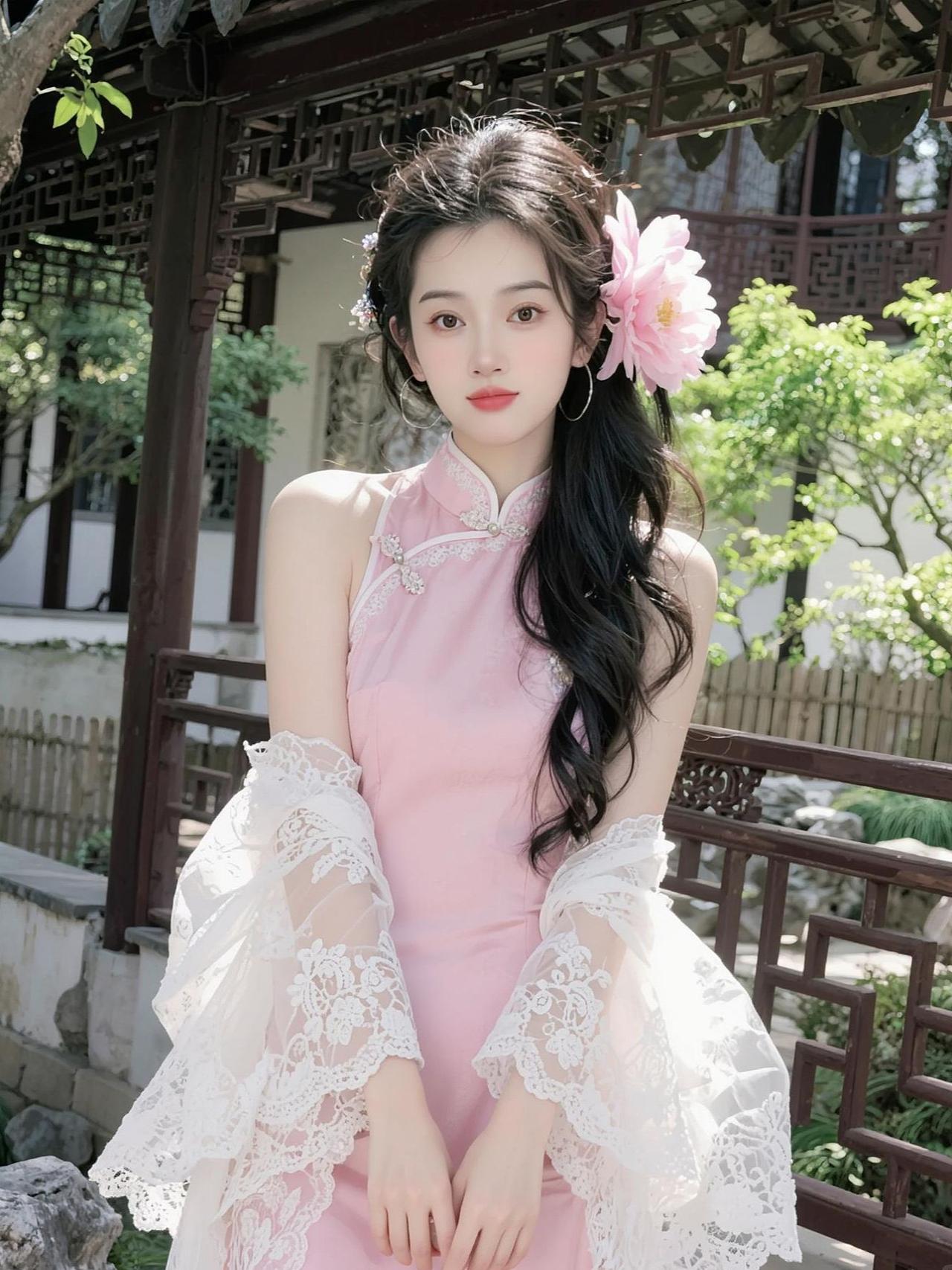 AI粉黛园林照 抖音ai创作