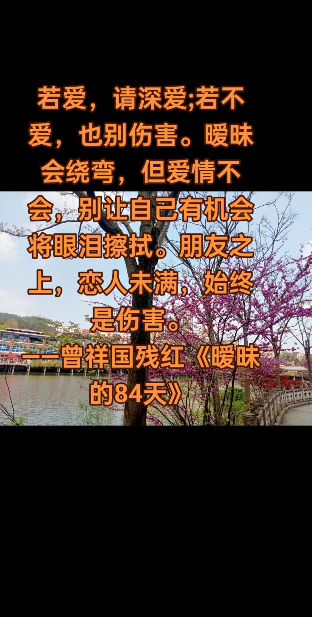 若爱，请深爱;若不爱，也别伤害。暧昧会绕弯，但爱情不会，别让自己有机会将眼泪擦拭