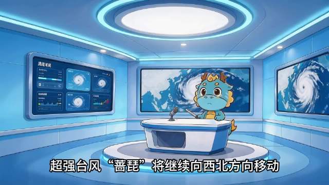 #萌台报天气##台风蔷琵##台风安全避险指南#【AI萌台】 台风蔷琵靠近，华东沿海居民注意！紧跟萌龙