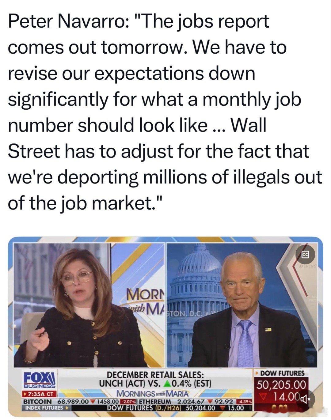 白宫经济顾问：明天出就业报告…我们对每个月的数字应该什么样，预期应该有重大调整…