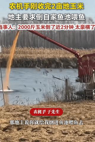 “太豪横了!” 黑龙江，农机手刚帮农户收完两亩玉米，谁料，农户就让他把刚收的 2