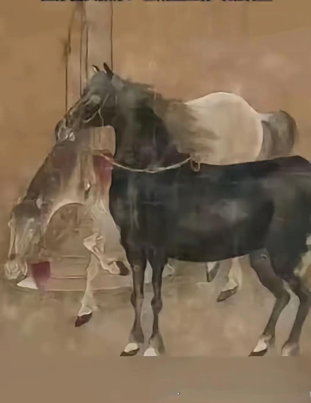 终于传来好消息！
当年庞家捐给南京博物院另外四幅失踪的名画，其中的《双马图轴》已