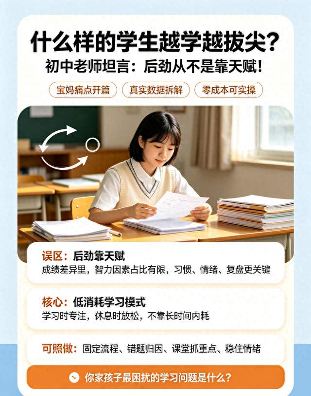 什么样的学生越学越拔尖？初中老师坦言：后劲从来不靠天赋