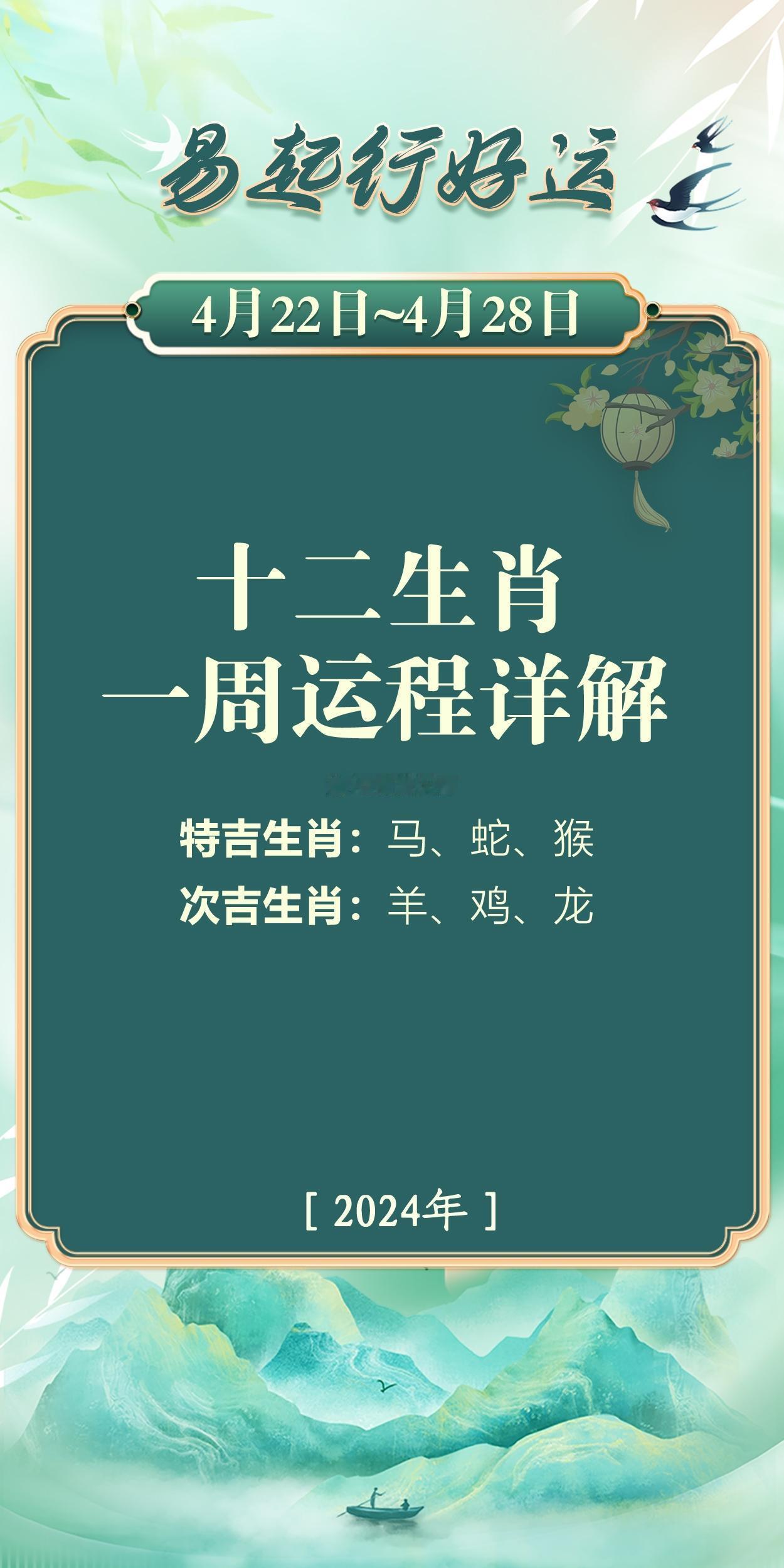4.22~4.28十二生肖一周运程已到！ ​​​