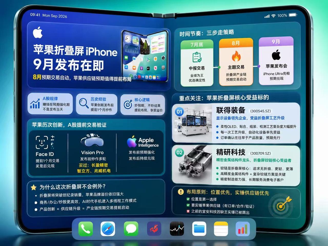 苹果折叠屏iPhone9月发布在即
8月预期交易自动，苹果供应链预期值得提前布局