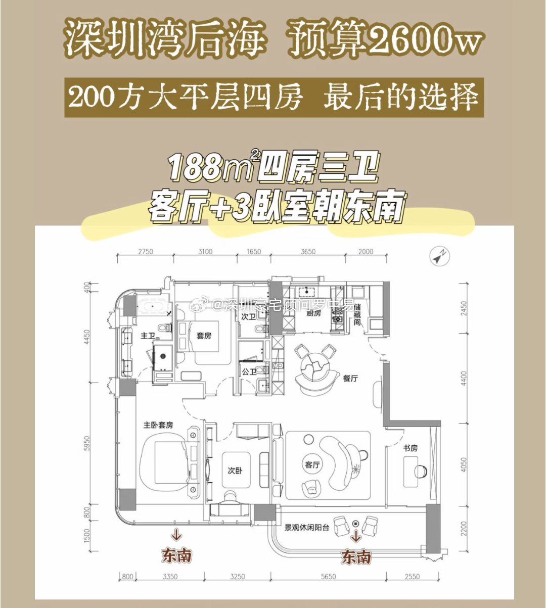 客观的说，同等预算之下，后海招商玺188平对比桂湾海宴府193平与宝中观潮府19