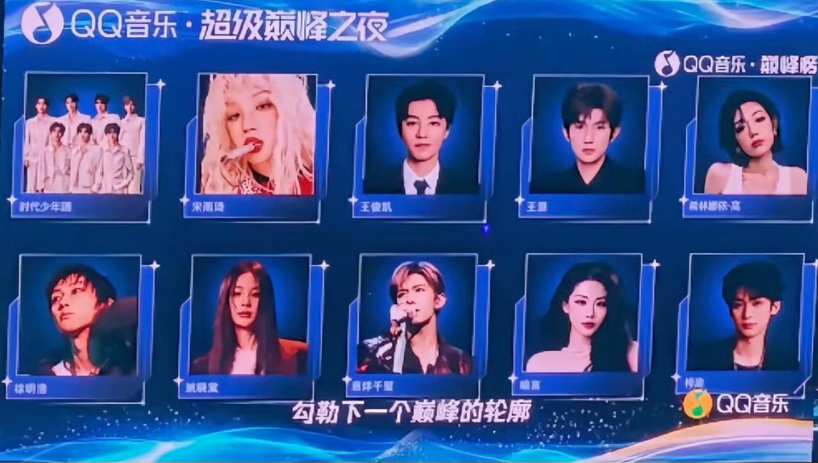 QQ音乐巅峰之夜二十代杰出巅峰音乐人时代少年团 宋雨琦 王俊凯 王源 希林娜依高