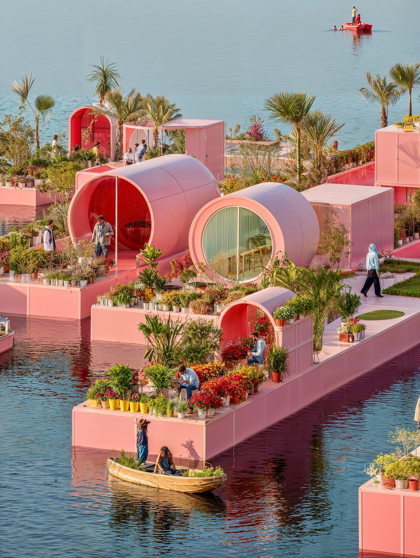 建筑设计｜仿佛芭比世界的漂浮花园。By syntheticarchit...