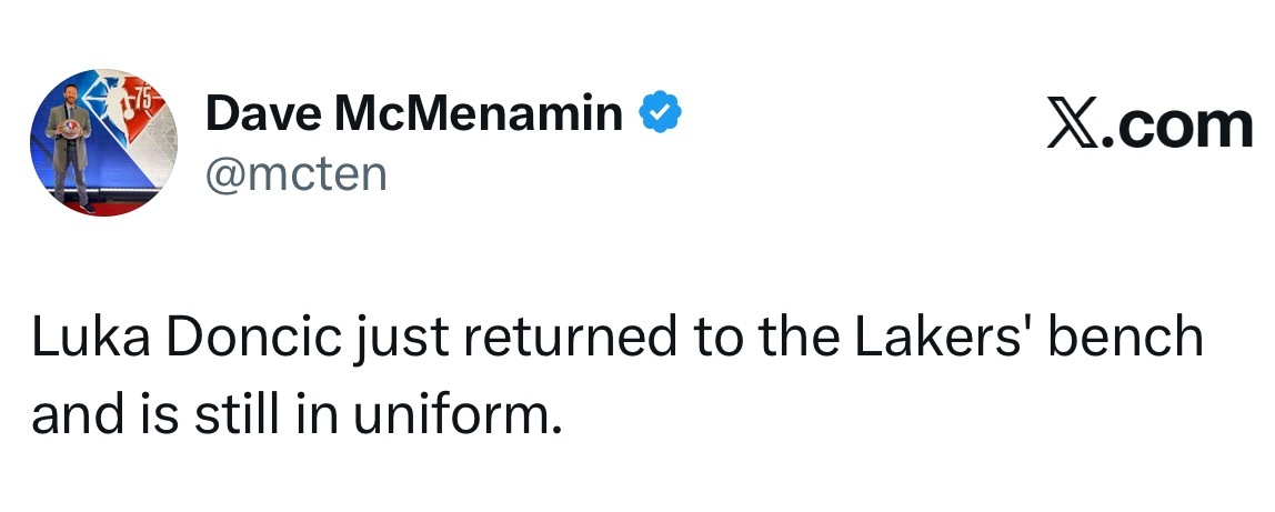 卢卡回到替补席 