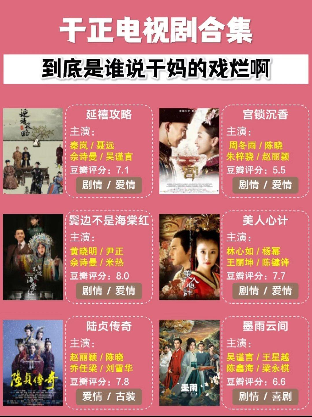 于正要有新的演员组合于正让大家期待王炸来临于正，产出《宫锁心玉》《美人心计》《陆
