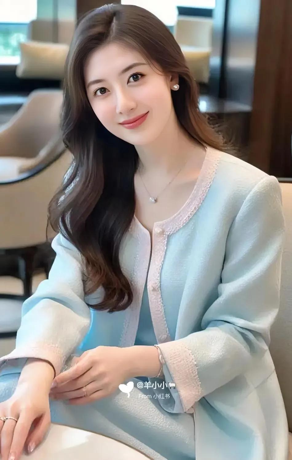 温柔优雅的蓝调穿搭，尽显柔美气质！甜美气质美女、 美出优雅的美女 时尚精致的美女